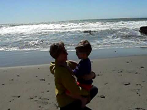 Sister in law Daiga and our nephew Dain at Cayucos Beach, Ca- March 2009