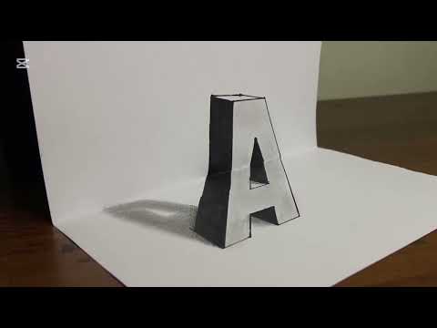 Very Easy!! How To Drawing 3D Floating Letter "A"