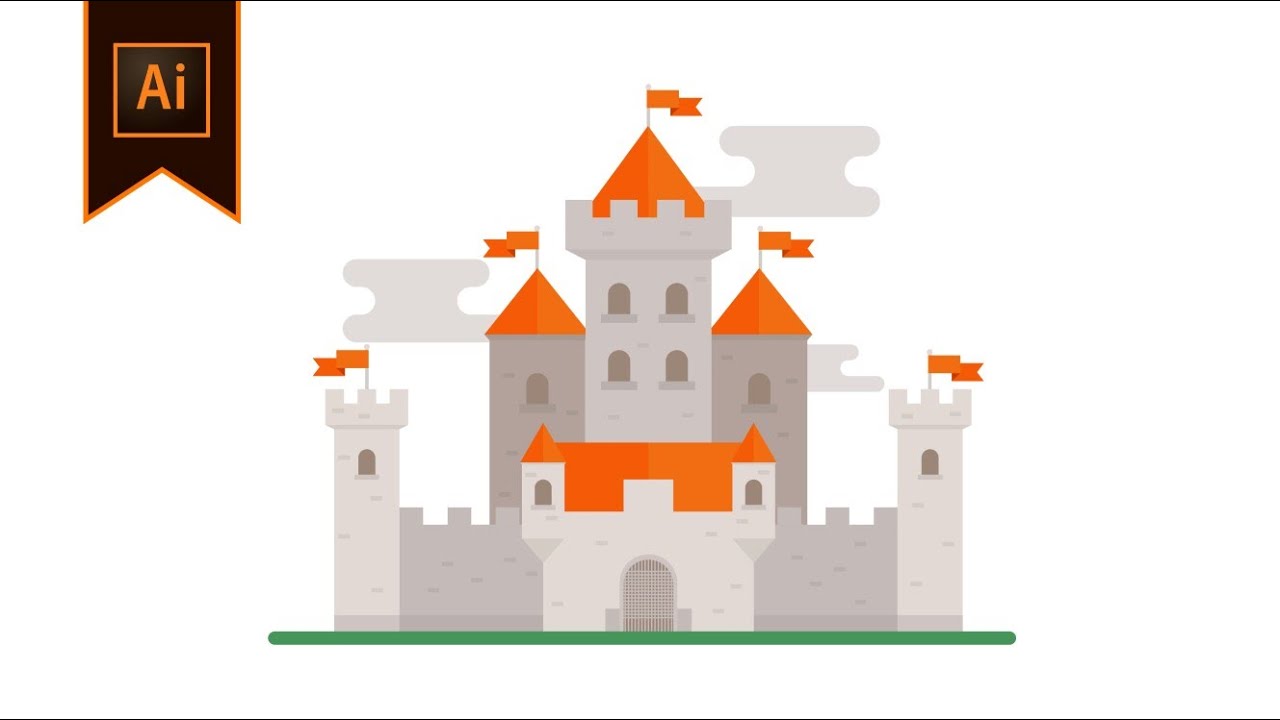 Flat Design Vector Art in Adobe Illustrator | Castle | Speed Art