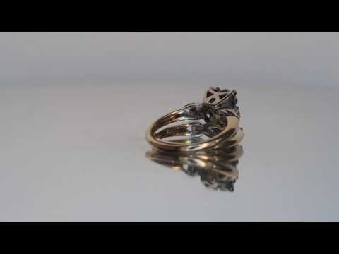 Circa 1950s Diamond Ring and Wedding Band, Bridal Set ft. Feature-Lock & Fishtail Setting, ATL #332A