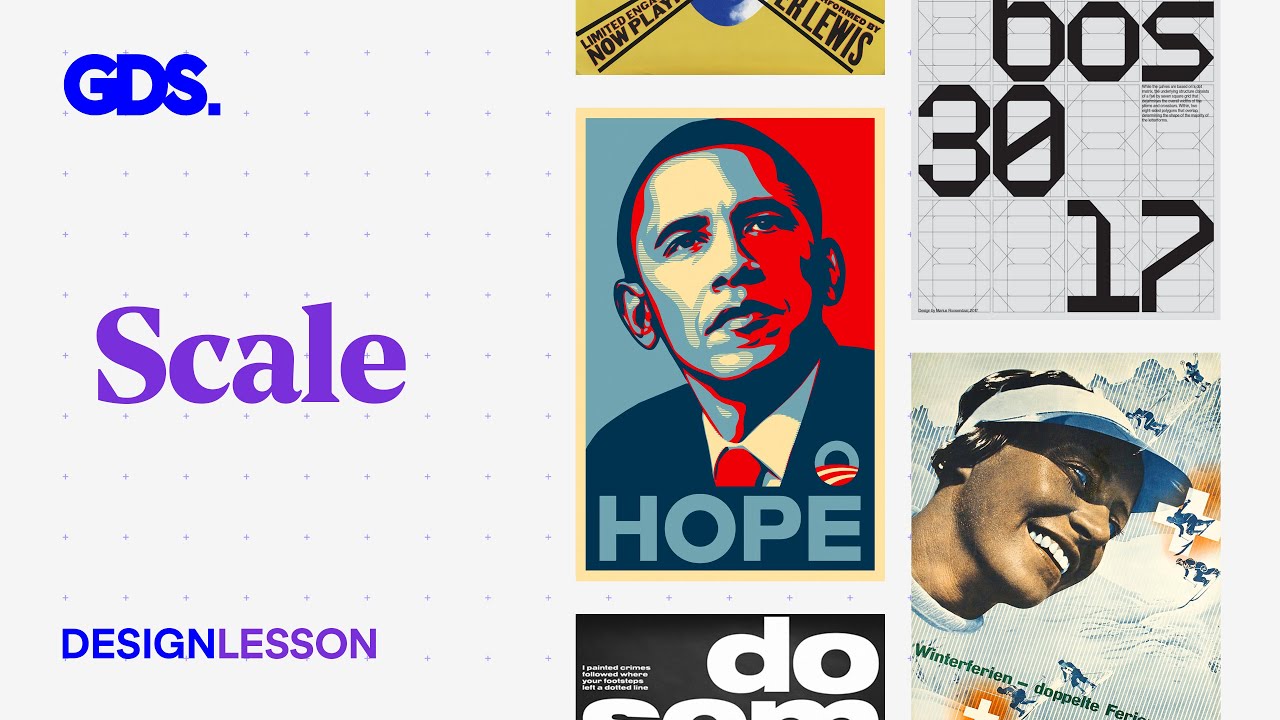 Visual lesson on using scale in poster design to create hierarchy and catch attention instantly.