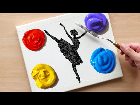 Girl dancing ballet in colorful forest | Easy painting for beginners