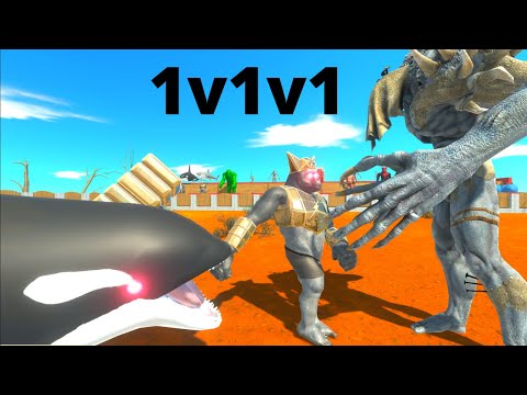 FIGHTERS - INFERNALS VS PRIMATES VS AQUATICS  1v1v1 -  ANIMAL REVOLT BATTLE SIMULATOR