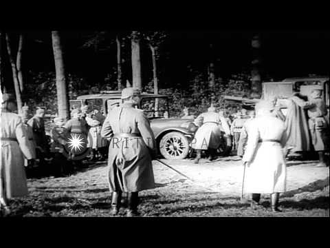German Kaiser Wilhelm II greets German officers in a forest area in Europe during...HD Stock Footage