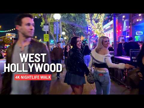 WEST HOLLYWOOD 🏳️‍🌈 Nightlife and Bars 🇺🇸 Walk California 4K 2025