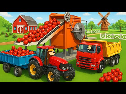 Apple Harvest & Horse Feeding 🍎🐎 | Realistic Farm Tractor Animation
