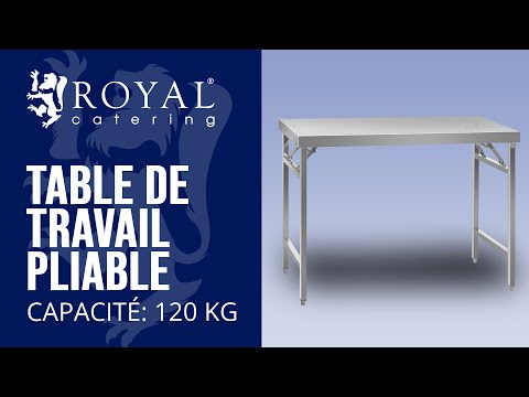 Vidéo - Table de travail pliable - Acier inoxydable - 120 x 60 cm