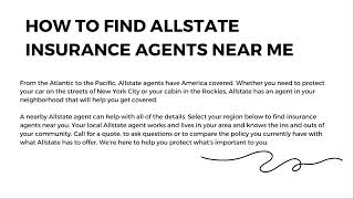 How to find Allstate Insurance Agents Near me