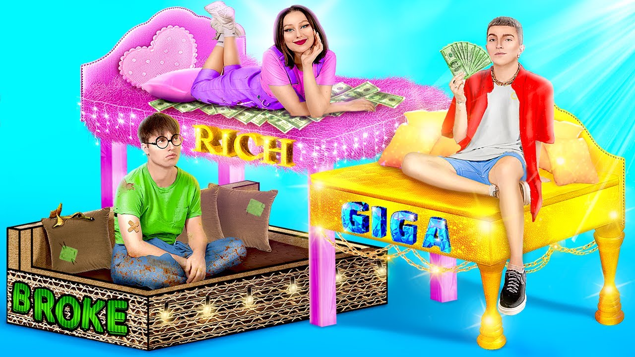 Rich vs Broke vs Giga Rich Bunk Bed!