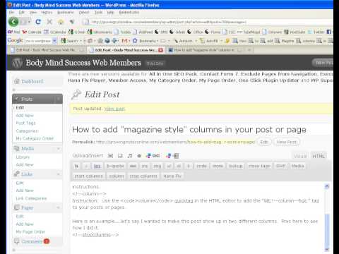 WP Adding Magazine Columns