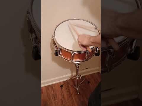 FRANKEN SNARE DRUM (C VIDEO) BIRCH HYBRID RECYCLED PARTS  - AMBER LACQUER - FREE SHIP TO C-USA! image 10