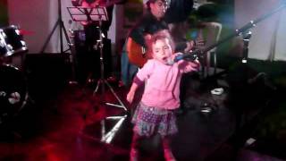 2 year old singer- Adorable little girl does sound check for mom
