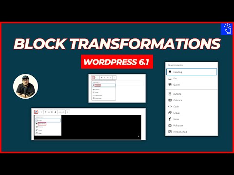 Block Transformation in WordPress 6.1 | Sub Groups | Cover to Media and Text | Code to Paragraph