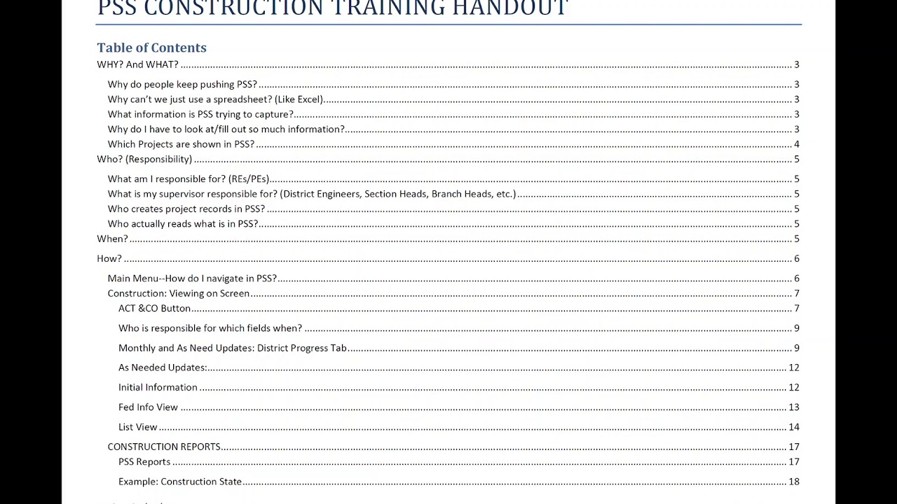 PSS Construction Training   Introduction