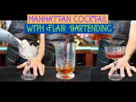 How to make Manhattan Cocktail with Flair Bartending