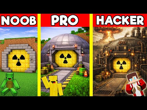 BUNKER House Build Battle In Minecraft - NOOB VS PRO CHALLENGE - Maizen Mizen Mazien Parody