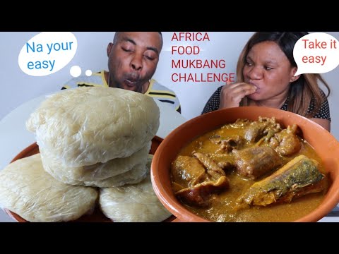 FIRST TO FINISH SIX WRAPS OF FUFU: MUKBANG CHALLENGE: OGBONO SOUP FISH MEAT AND FUFU