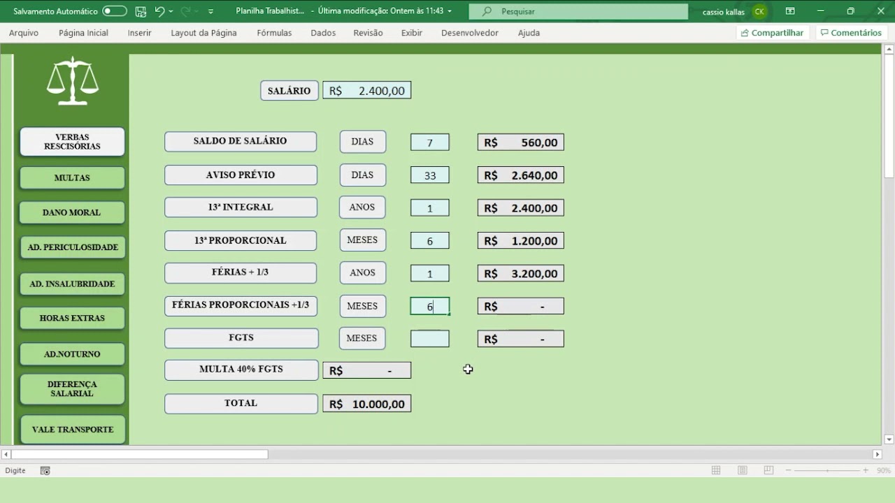 TUTORIAL | Planilha Cálculos Trabalhistas 7 em 1 Plus+ | Verbas Rescisórias