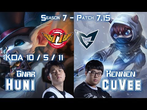 SKT T1 Huni GNAR vs SSG CuVee KENNEN Top - Patch 7.15 KR Ranked