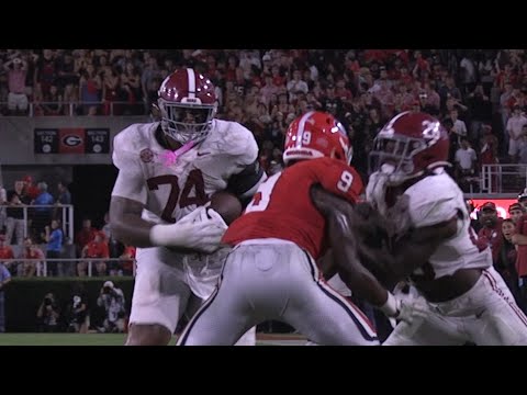 366-pounder Kadyn Proctor's CATCH AND RUN in Alabama's game at Georgia