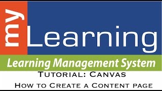 myLearning (Canvas) How to create a content page