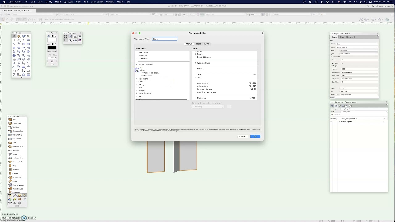 Editing the Workspace