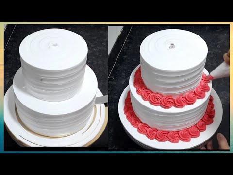 2 tier design cake decoration | step by step cake design for birthday  | design cake recipe