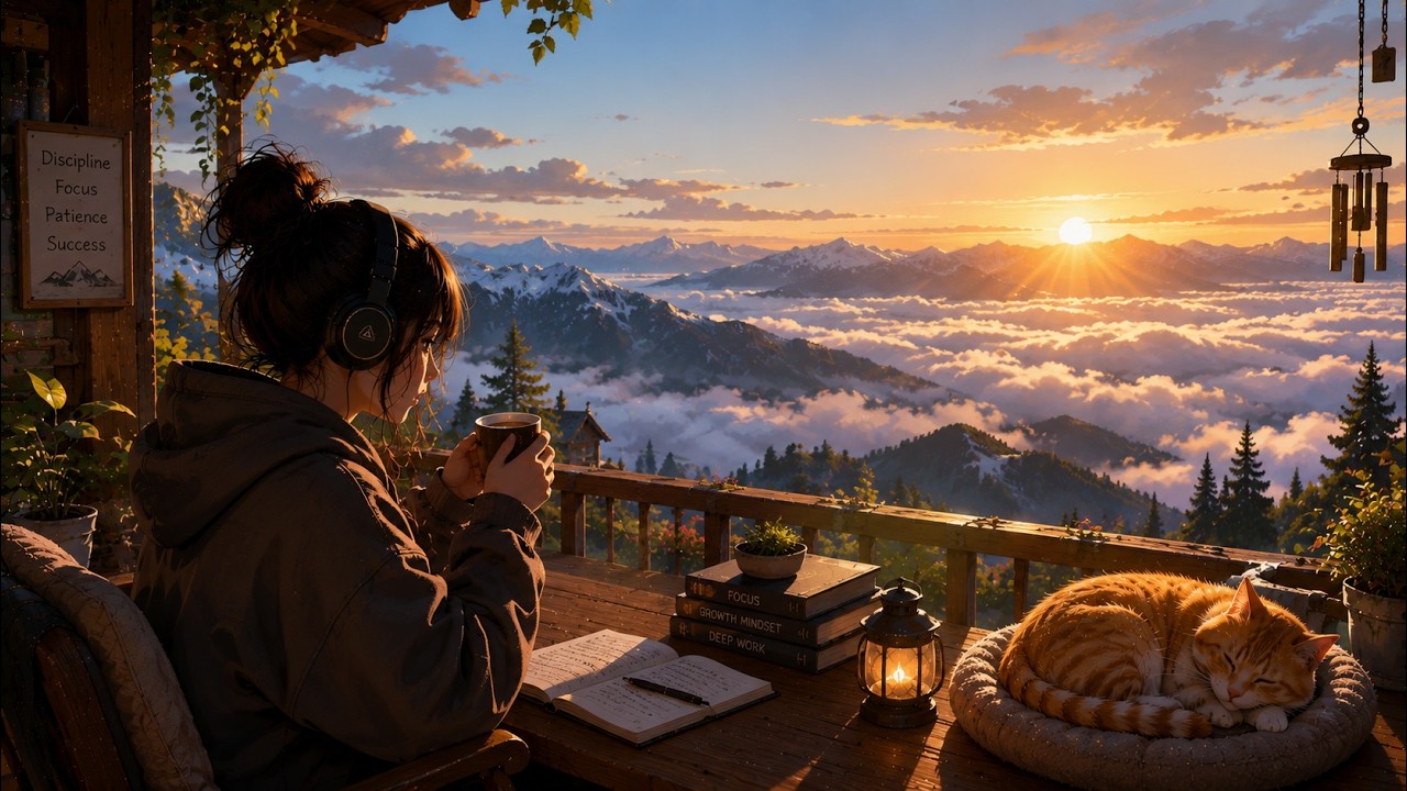 🌅 Mountain Sunrise Lofi ☕ Coffee Above the Clouds | Peaceful Morning Music for Study, Focus & Relax