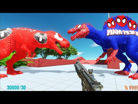 FPS ESCAPE from RED VENOM T-REX DEATH RUN - Animal Revolt Battle Simulator