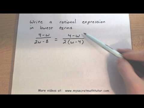 Algebra - Write a Rational Expression in Lowest Terms (2)