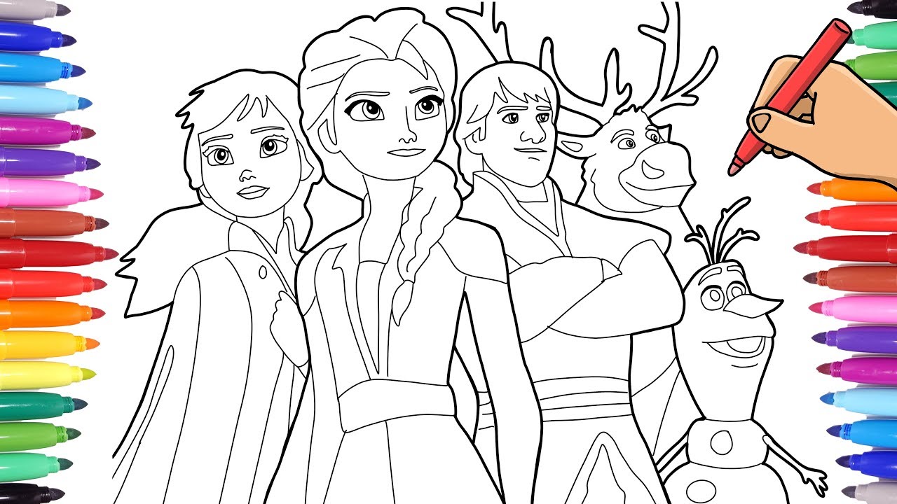 DISNEY FROZEN 2 COLORING PAGES - DRAWING ELSA ANNA AND OLAF - FROZEN 2