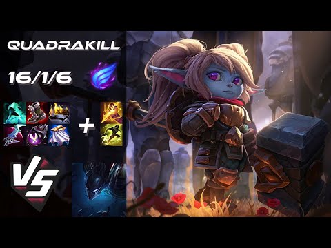 JUNGLE Poppy vs Nocturne [QUADRAKILL] - NA Grandmaster Patch 25.S1.6