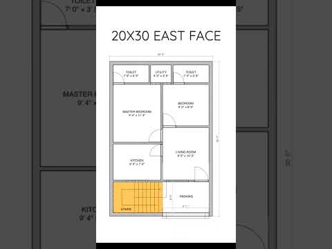 20X30 EAST FACE VASTU 2BHK HOUSE PLAN|#shorts #construction #civilengineering
