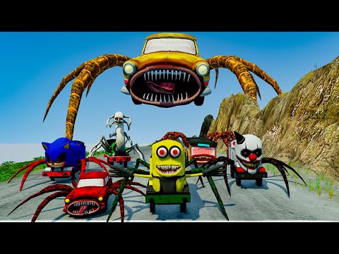 ALL MONSTERS Big & Small Cars Downhill Madness with CAR EATER – BeamNG.Drive