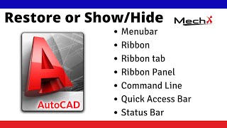 AutoCAD Restore or Show/Hide Menubar , Ribbon , Command line & Status Bar