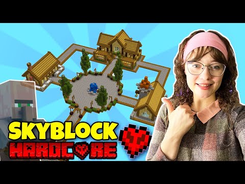 I Built a Village in Minecraft Skyblock HARDCORE #8