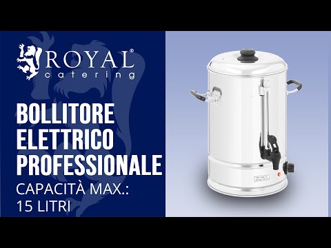 Video - Bollitore elettrico professionale - 15 litri - 2.500 W - Indicatore di riempimento - Impugnature ergonomiche - Leggero