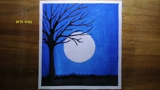 How to】 Paint A Moonlight Night With Poster Colour