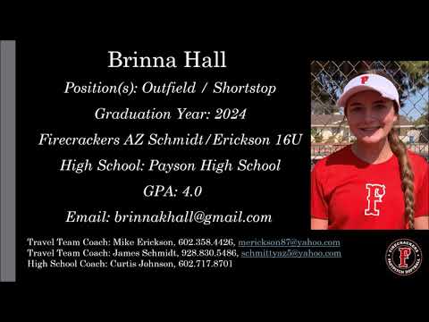 Brinna Hall Softball Skills Video - 2024 Outfield Shortstop Slapper