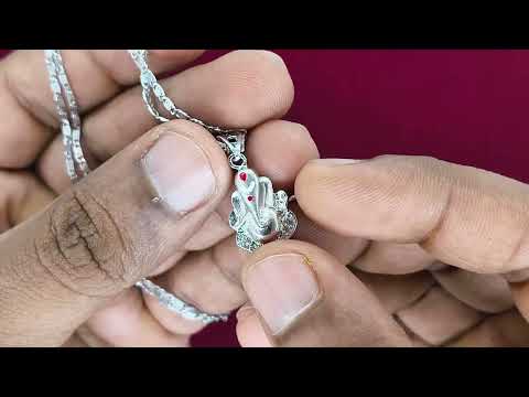 Lord Ganesh Pendant with Chain in Sterling Silver video