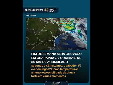 Previsão do tempo para o Paraná: fim de semana chuvoso; maior acumulado previsto para o domingo