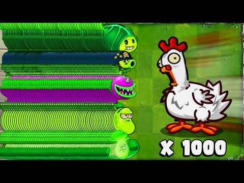 PvZ2 Challenge! 300 Plants level1 Vs 1000 Zombie Chicken - Who will Win ?