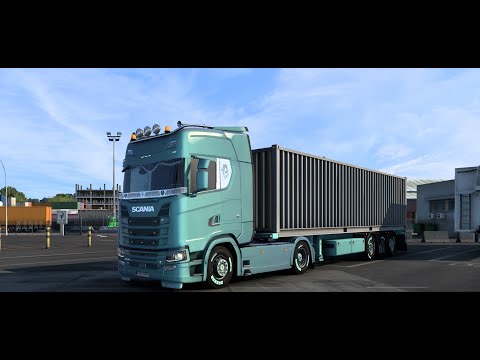 ETS2 Driving from sunny Spain to Rainy Portugal with the lovely Scania S750 V8