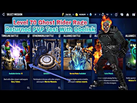 Level 70 Ghost Rider Rage Returned Uniform PVP Test With Obelisk - Marvel Future Fight
