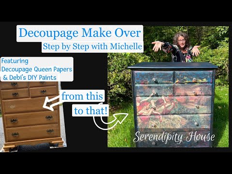 Dresser Make Over with Decoupage Queen Papers & DIY Paint: Step by Step Application & Blending