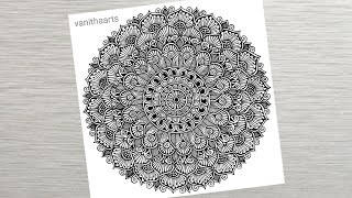 How to draw a Mandala Art for Beginners Step-by-Step Tutorial | Easy Mandala Drawing | #vanithaarts