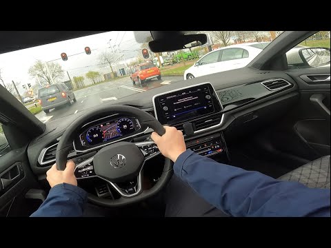 Volkswagen NEW T-roc R-Line 2022 | Ascot Grey | 4K POV Test Drive | 110kW-150hp | Detail inside