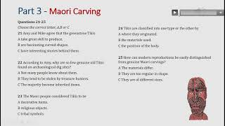 IELTS listening actual test Part 3: Maori carving (answer+ transcript)