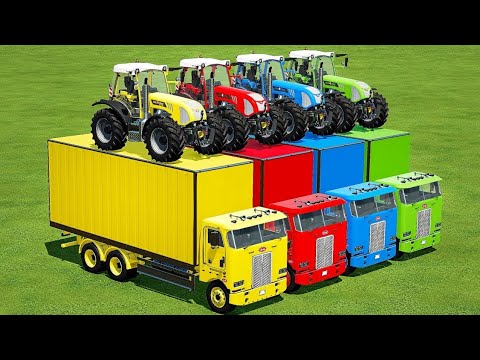 TRANSPORTING RIGITRAC TRACTORS WITH COLORED TRUCKS - Farming Simulator 22