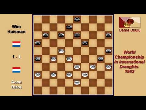 Acca Bizot (NLD) - Wim Huisman (NLD). Draughts World Championship. 1952.